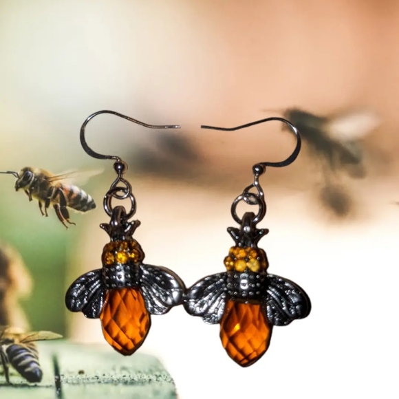 Honeybees real amber earrings 🤩 - Picture 2 of 2
